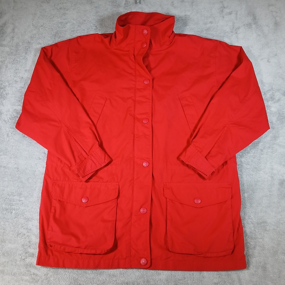 Eddie Bauer Barn Jacket Womens Large Tall Red Plaid Lined 90s Vintage Coat